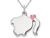 Girl Pony Tail Charm Pendant Necklace in Sterling Silver with Chain